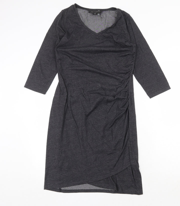 Scarlett Womens Grey Polyester A-Line Size M V-Neck Pullover