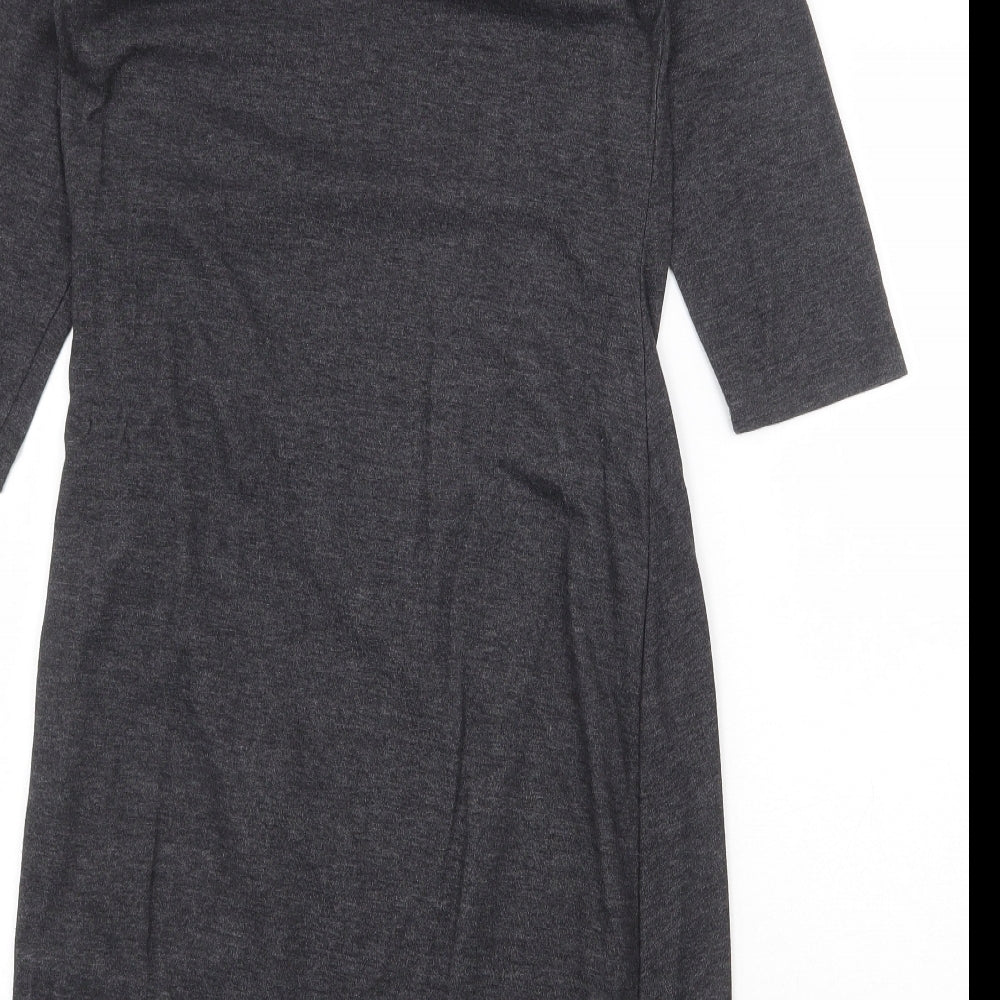 Scarlett Womens Grey Polyester A-Line Size M V-Neck Pullover