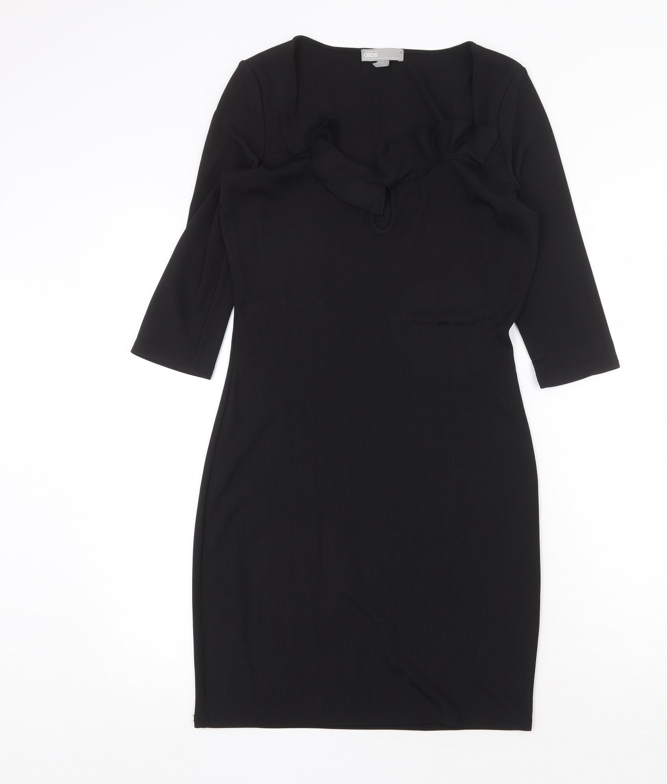 ASOS Womens Black Polyester A-Line Size 10 V-Neck Pullover