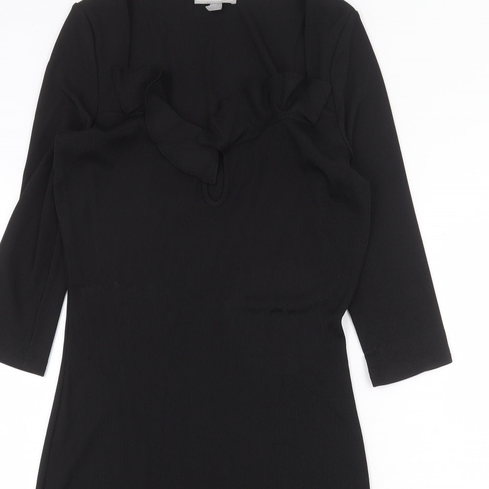 ASOS Womens Black Polyester A-Line Size 10 V-Neck Pullover