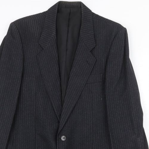 Mr Harry Mens Grey Striped Wool Jacket Suit Jacket Size 40 Regular