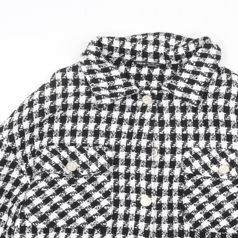 SheIn Womens Black Check Jacket Size L Button