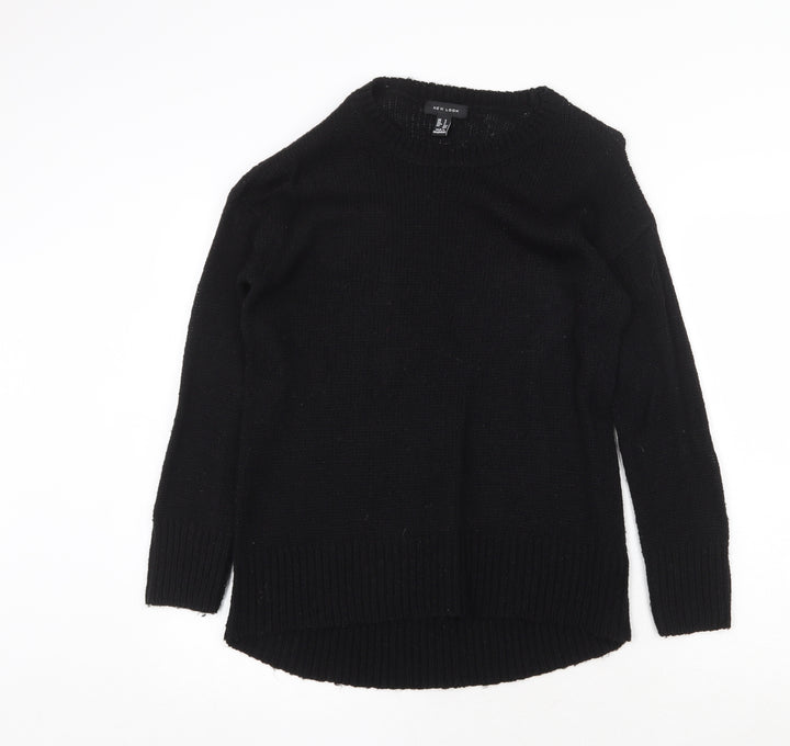 New Look Womens Black Round Neck Acrylic Pullover Jumper Size S