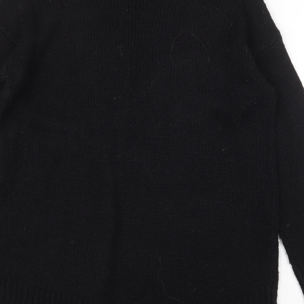 New Look Womens Black Round Neck Acrylic Pullover Jumper Size S