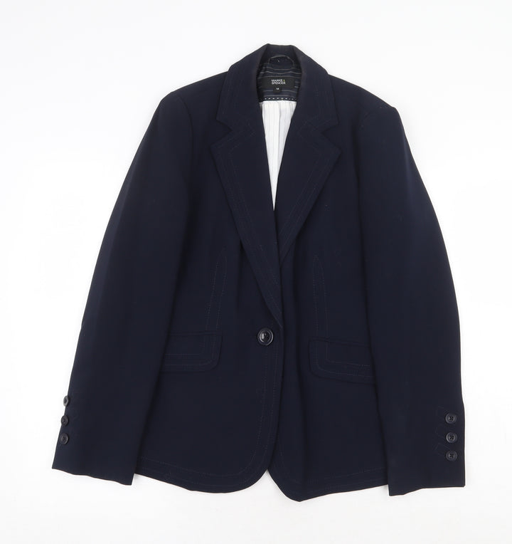 Marks and Spencer Womens Blue Polyester Jacket Suit Jacket Size 12