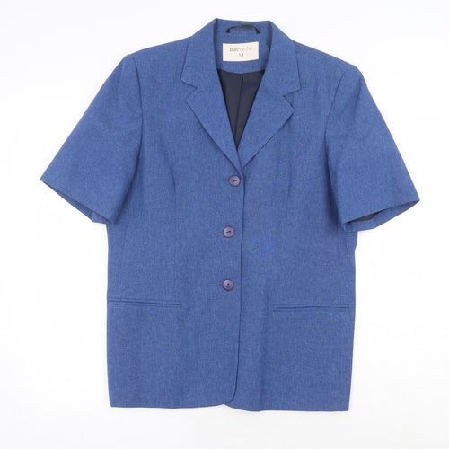 Bonmarché Womens Blue Polyester Jacket Blazer Size 14
