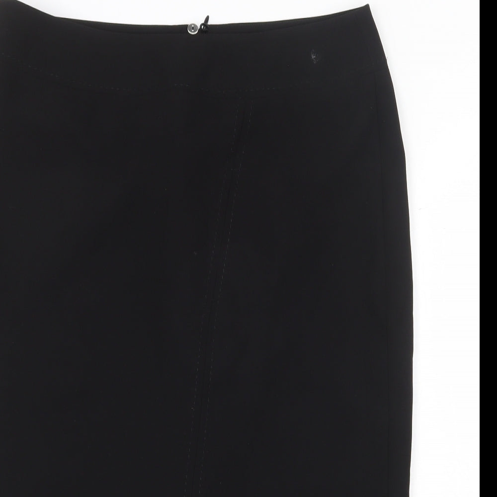 Papaya Womens Black Polyester A-Line Skirt Size 14 Zip