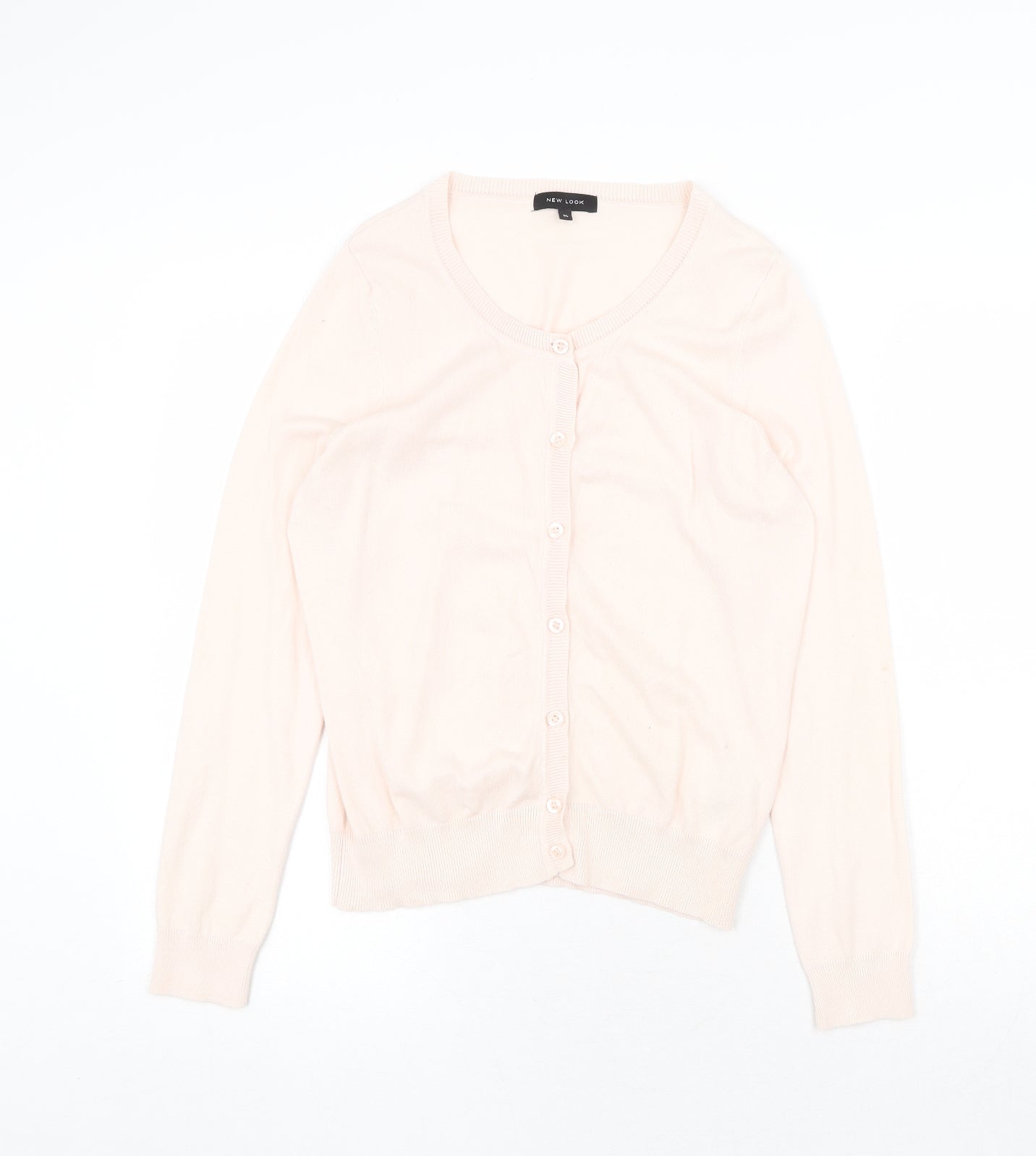 New Look Womens Pink Round Neck Cotton Cardigan Jumper Size 14