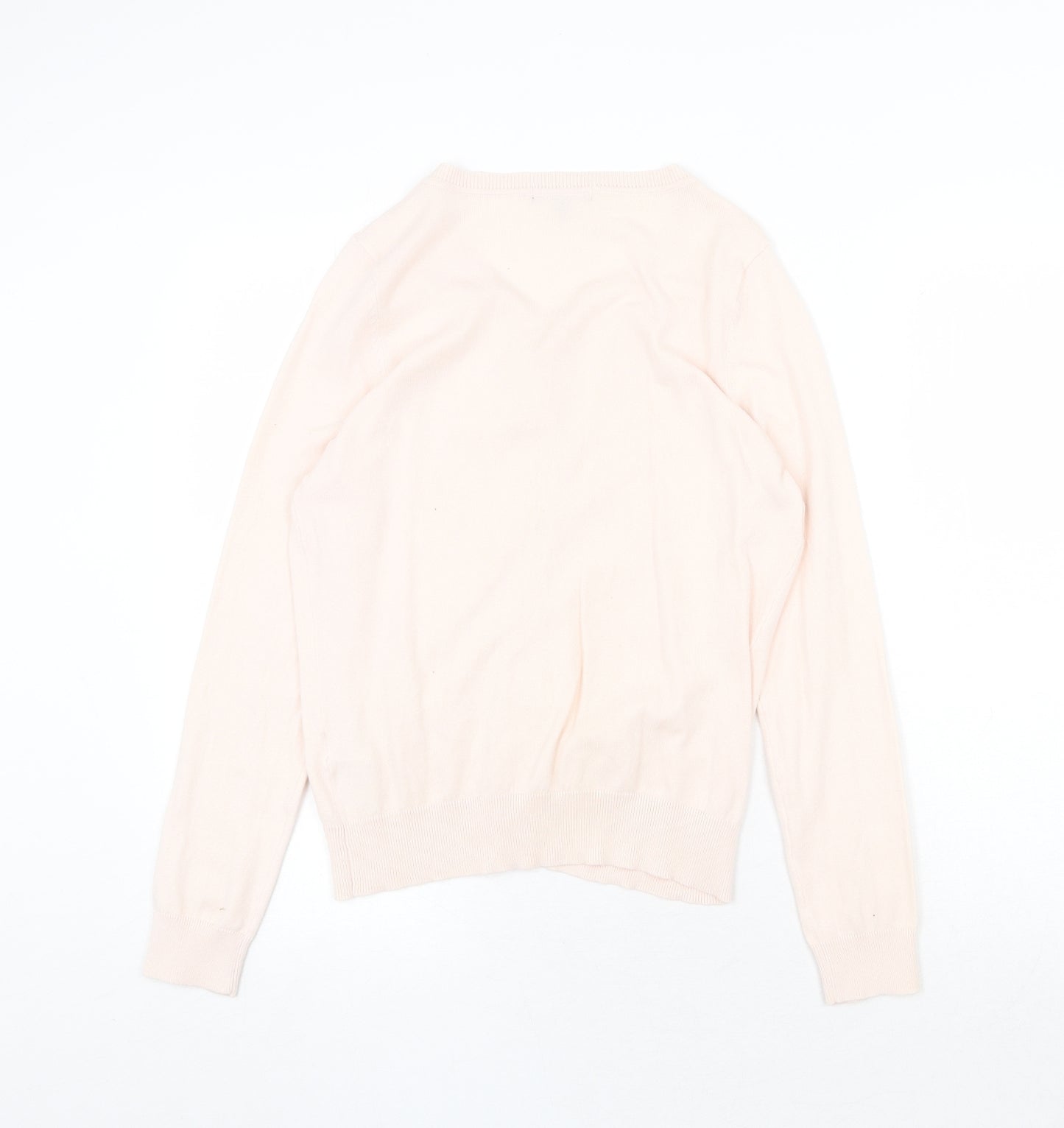 New Look Womens Pink Round Neck Cotton Cardigan Jumper Size 14