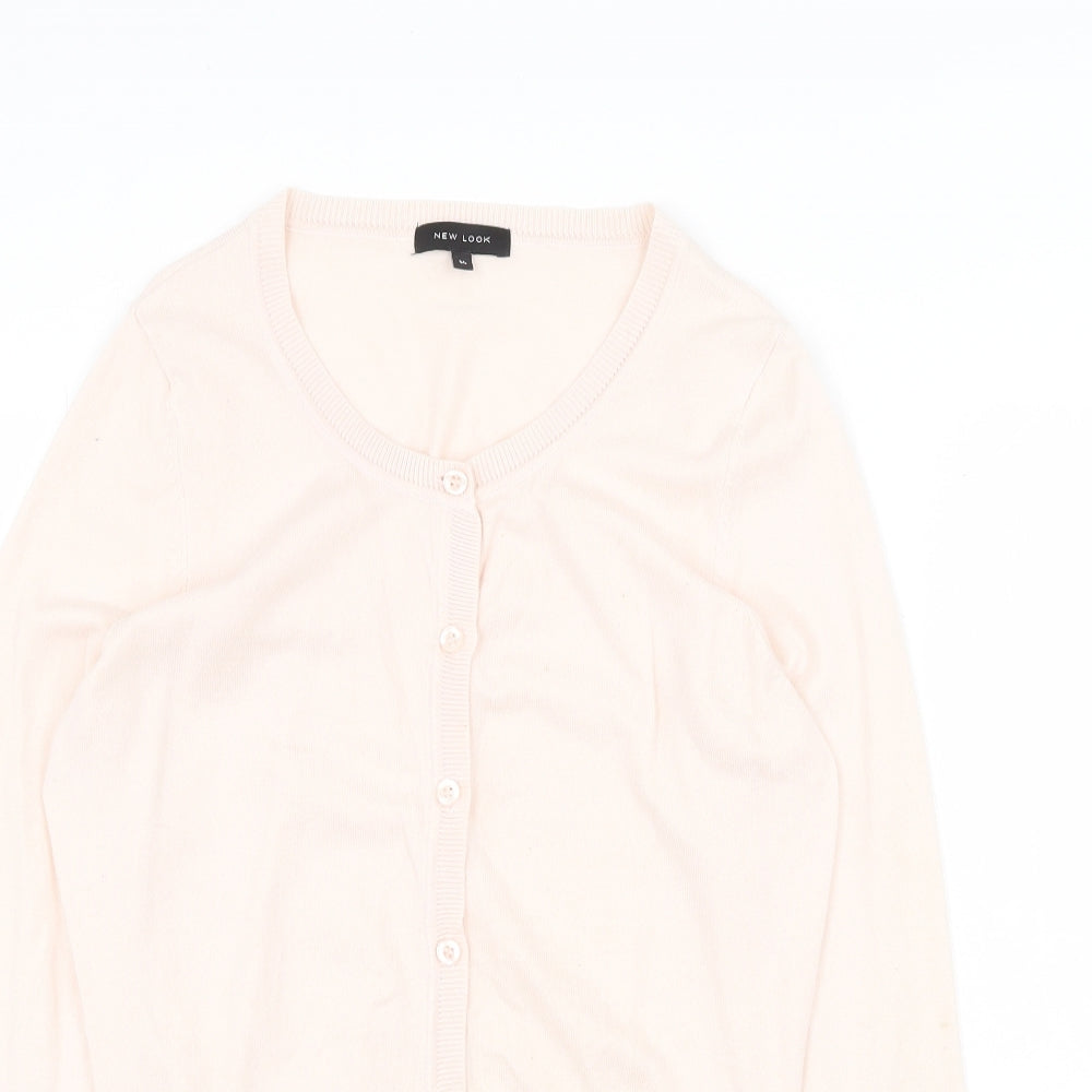 New Look Womens Pink Round Neck Cotton Cardigan Jumper Size 14