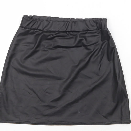 Boohoo Womens Black Polyester A-Line Skirt Size 6