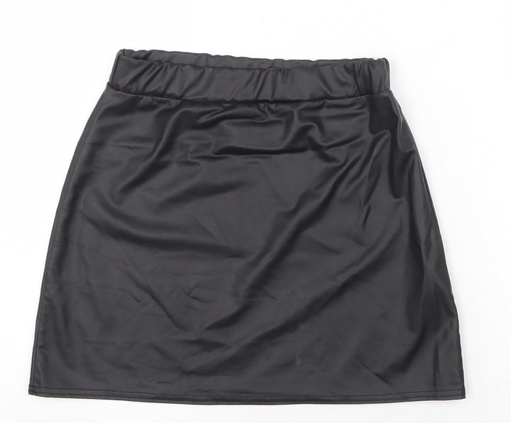 Boohoo Womens Black Polyester A-Line Skirt Size 6