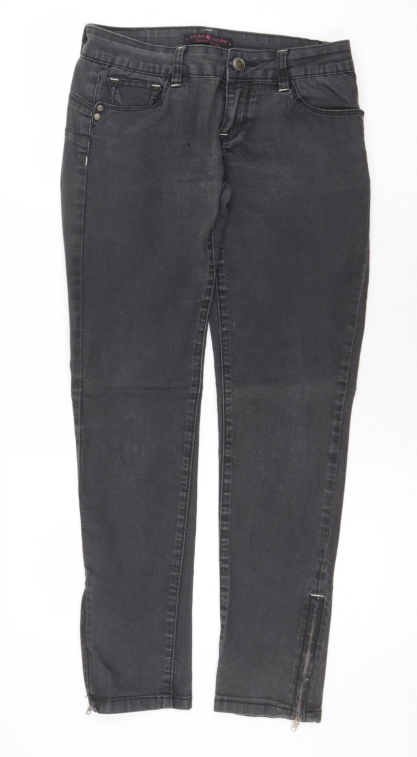 Coache Coache Womens Grey Cotton Straight Jeans Size 10 Regular Zip