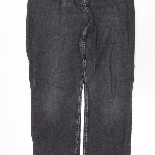 Preworn Womens Grey Cotton Straight Jeans Size 32 in Regular Zip