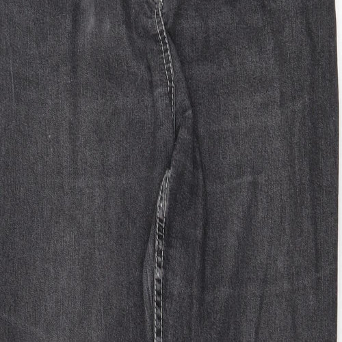 Preworn Womens Grey Cotton Straight Jeans Size 32 in Regular Zip
