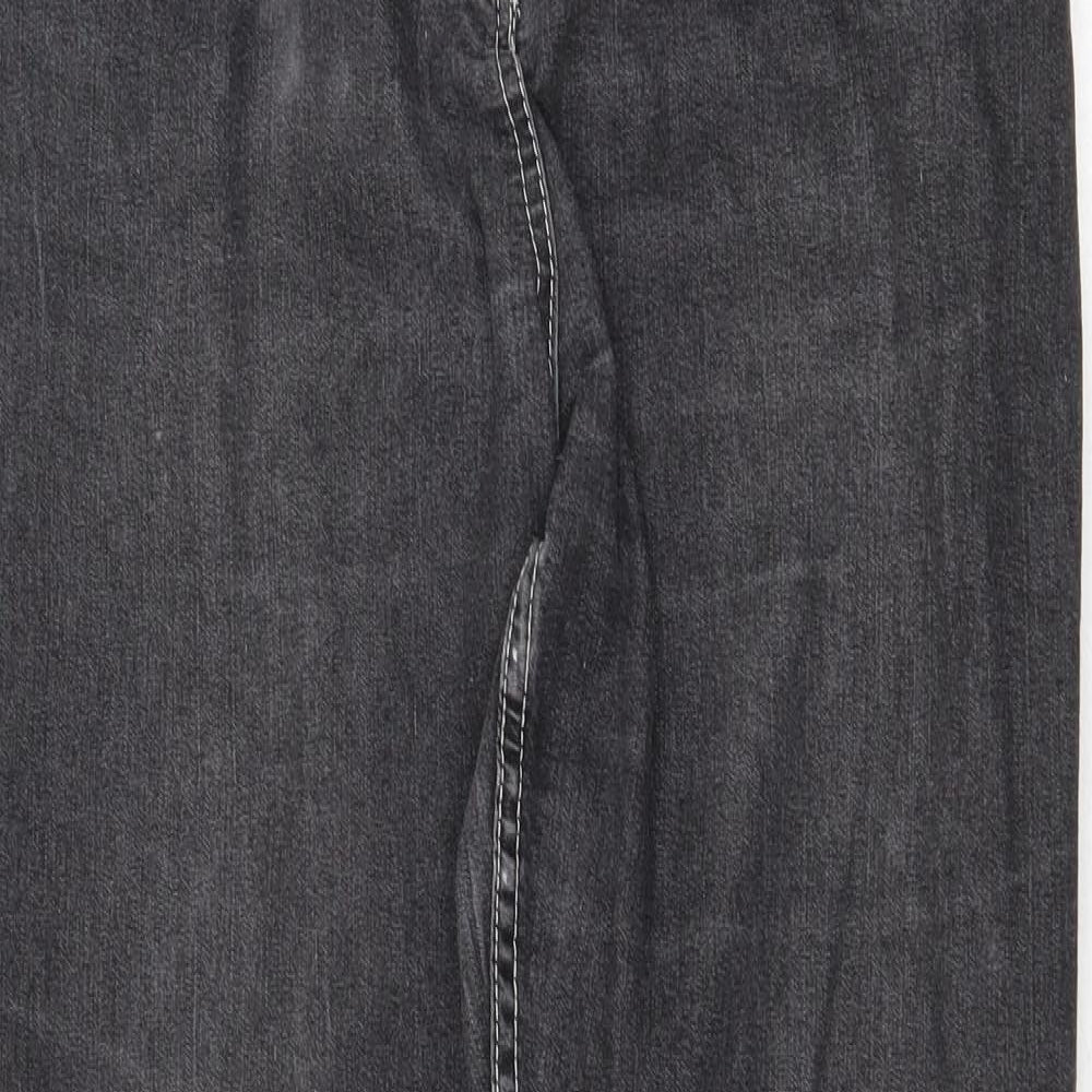 Preworn Womens Grey Cotton Straight Jeans Size 32 in Regular Zip