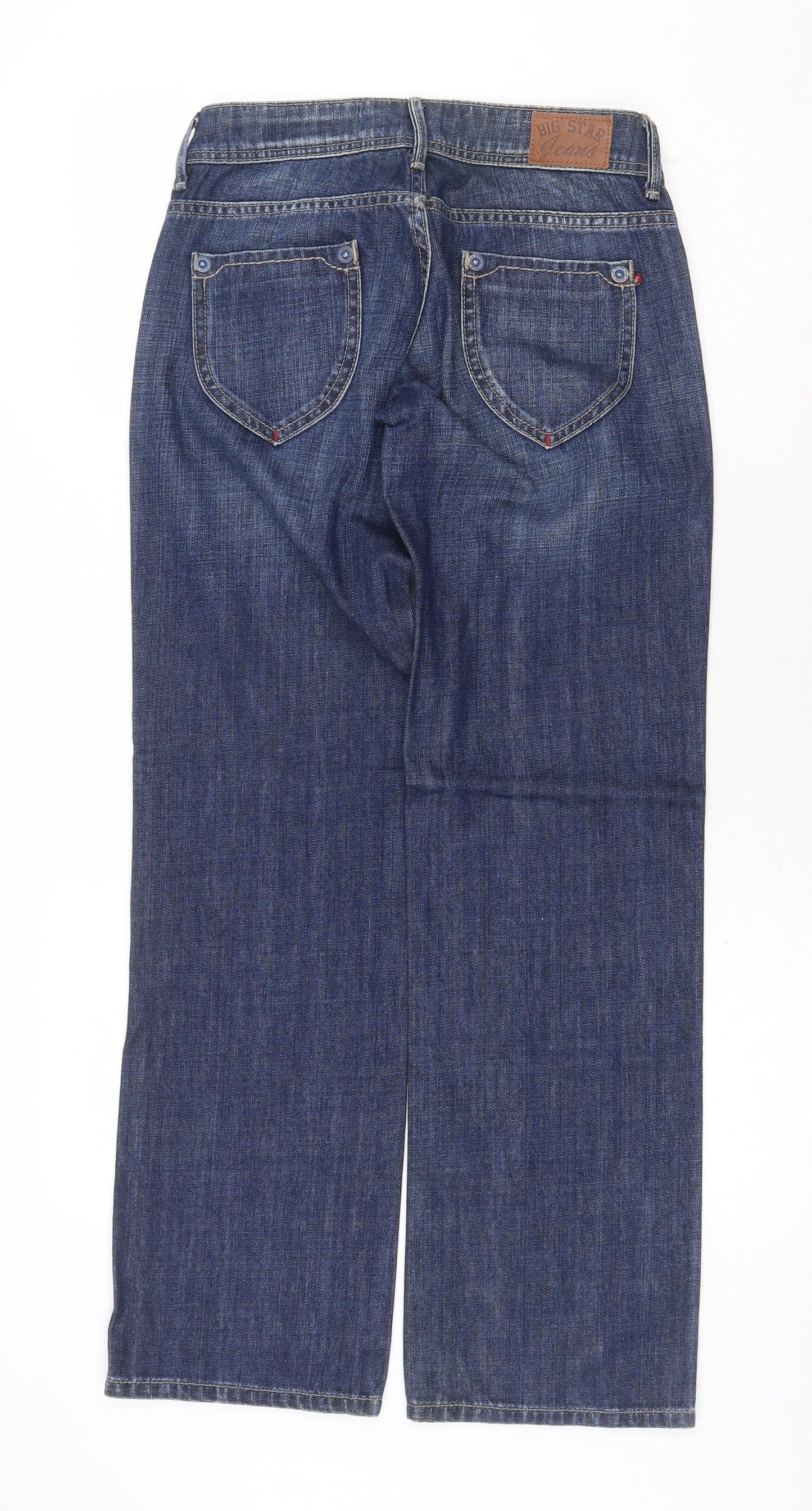 BIG STAR Womens Blue Cotton Bootcut Jeans Size 28 in Regular Zip