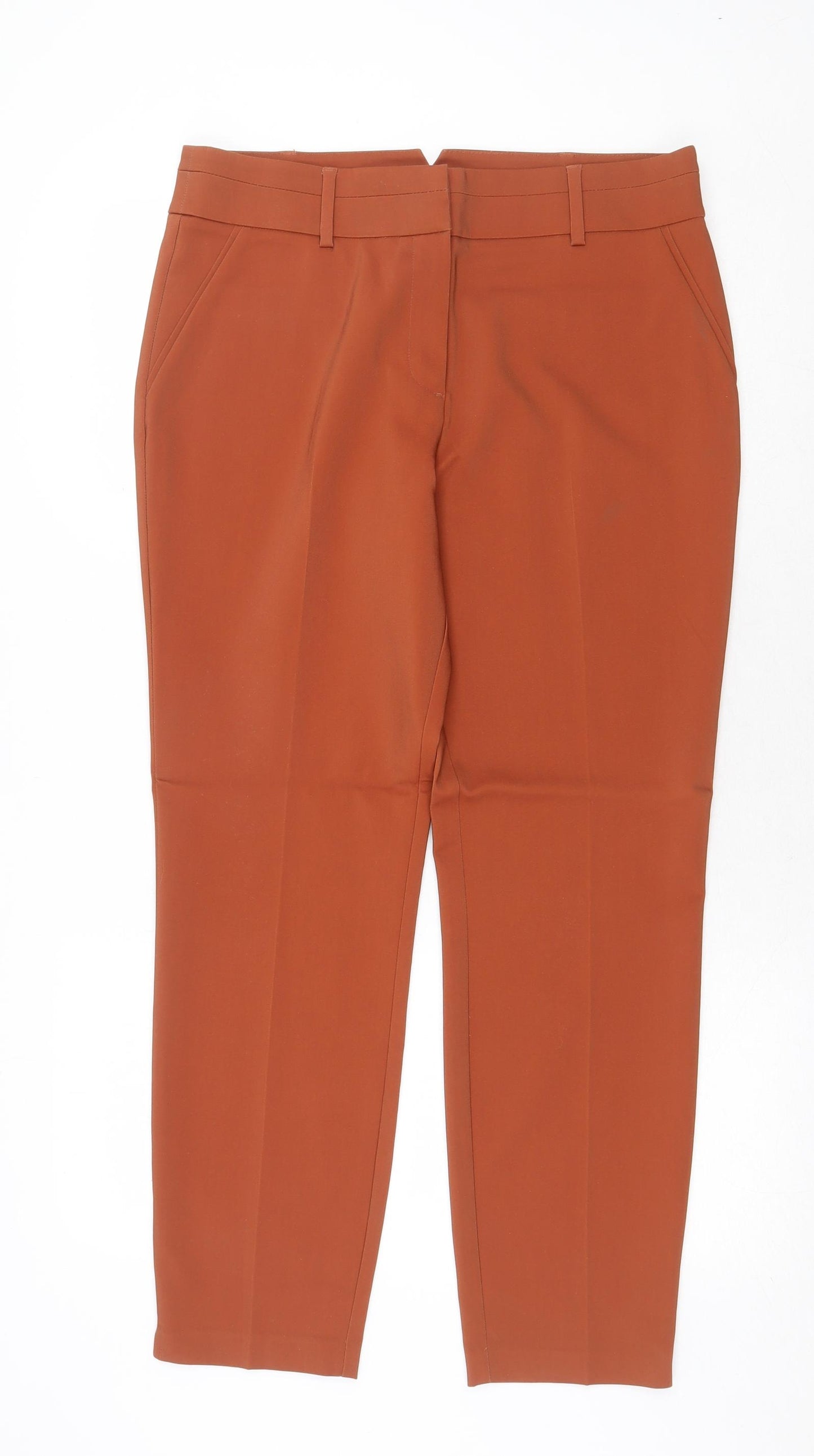 Papaya Womens Orange Cotton Chino Trousers Size 14 Regular Zip