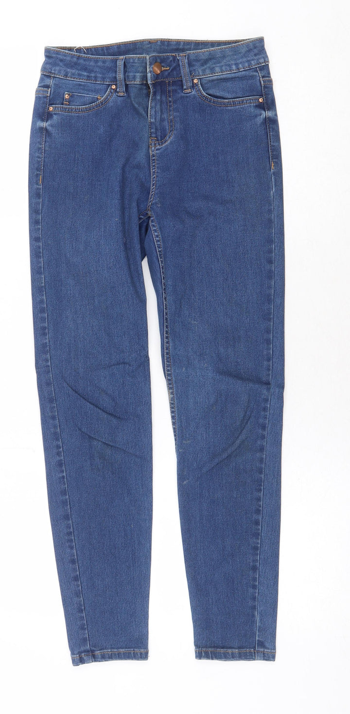 Preworn Womens Blue Cotton Skinny Jeans Size 28 in Regular Zip