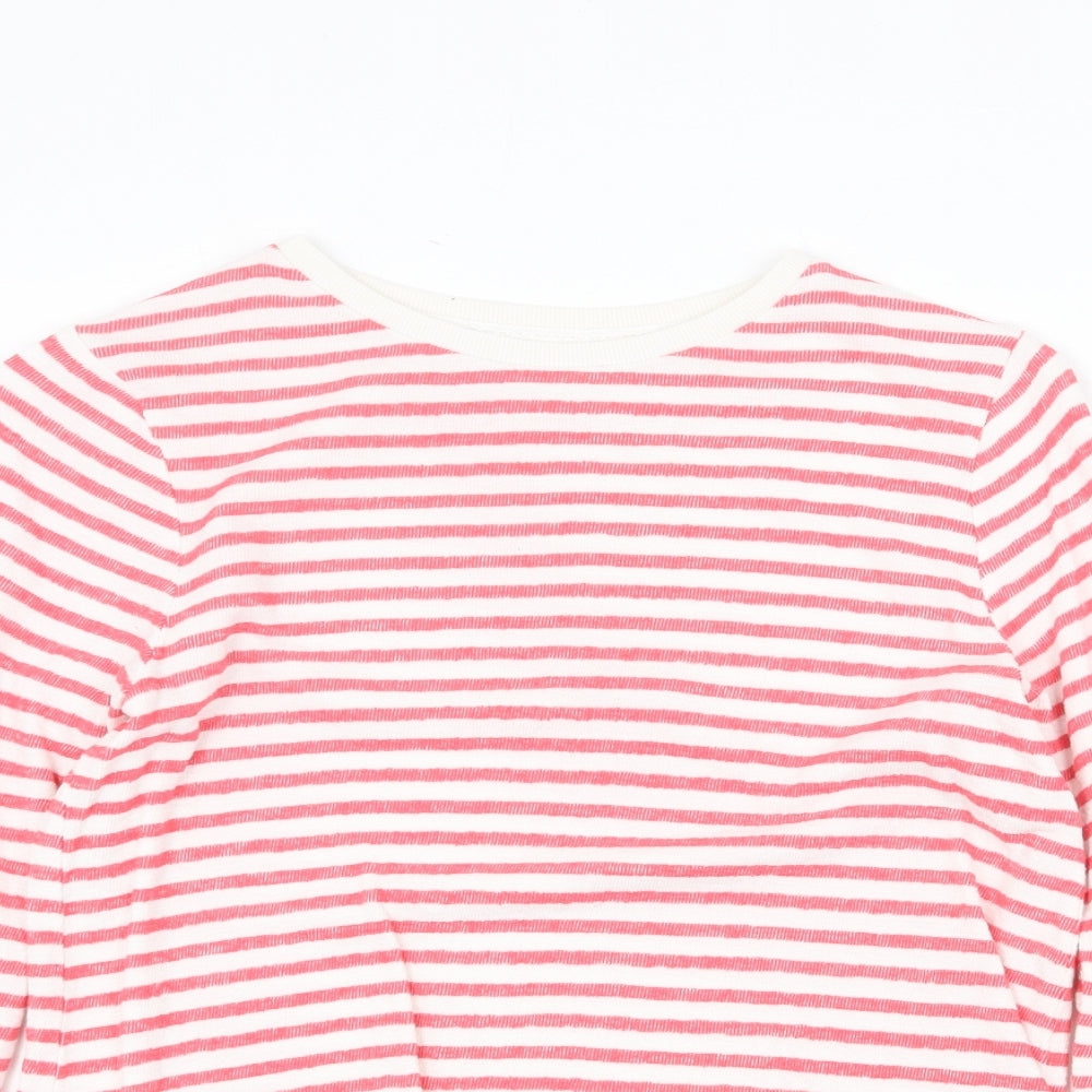 Marks and Spencer Girls Red Round Neck Striped 100% Cotton Pullover Jumper Size 13-14 Years Pullover