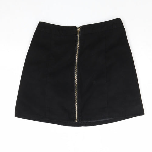 Divided by H&M Womens Black Polyester A-Line Skirt Size 8 Zip