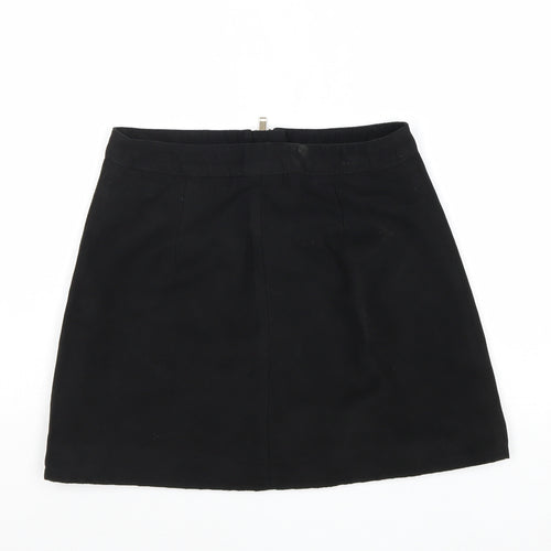 Divided by H&M Womens Black Polyester A-Line Skirt Size 8 Zip