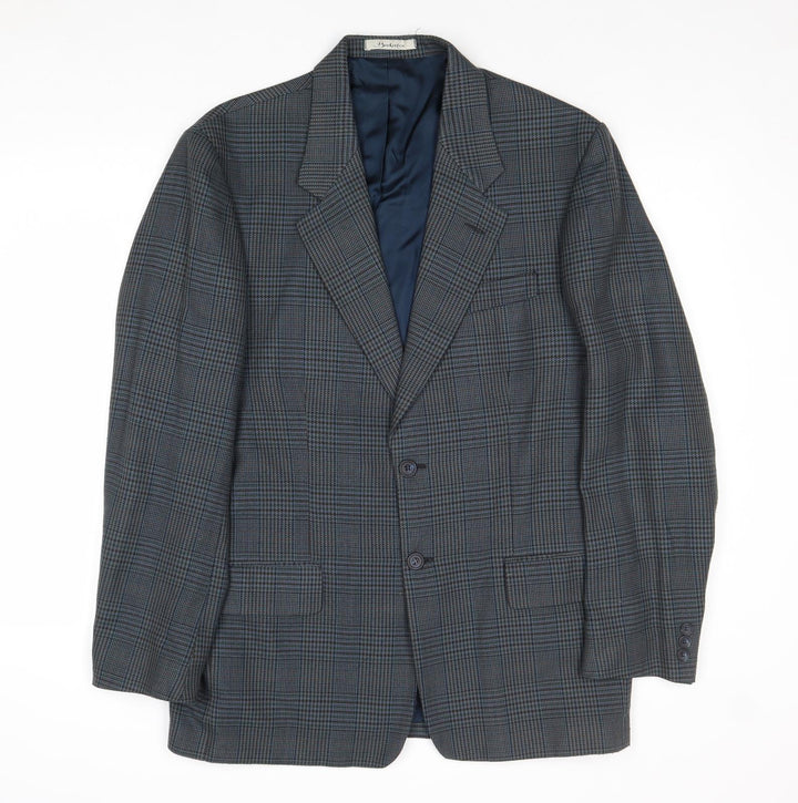 Berkertex Mens Blue Geometric Polyester Jacket Suit Jacket Size 40 Regular