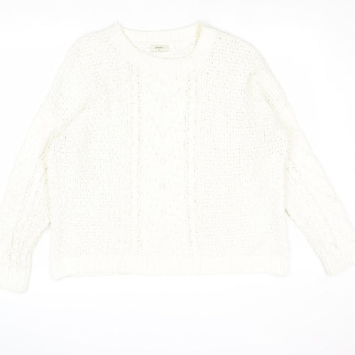 Papaya Womens White Round Neck Polyester Pullover Jumper Size XL