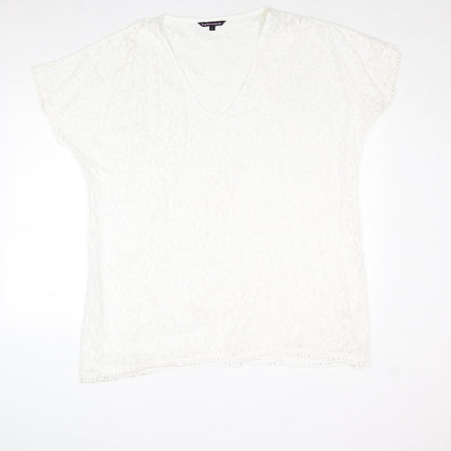 Swimwear Womens White Cotton Top Size L - Lace