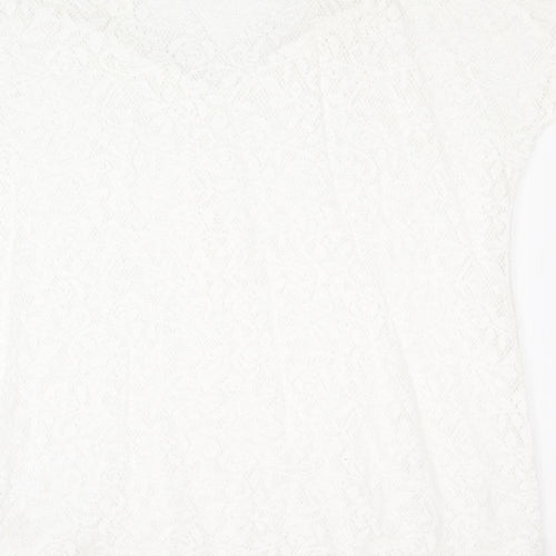 Swimwear Womens White Cotton Top Size L - Lace