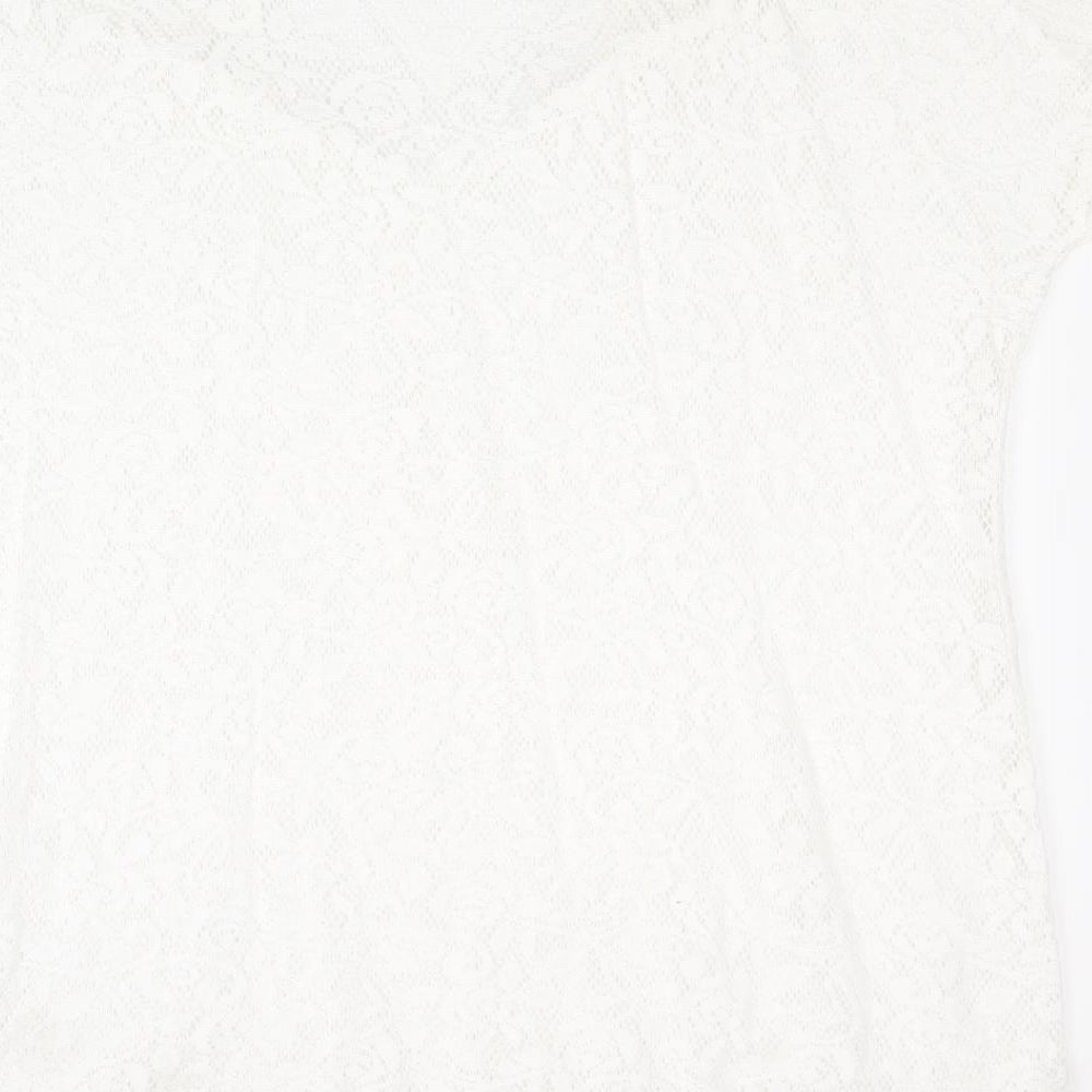 Swimwear Womens White Cotton Top Size L - Lace