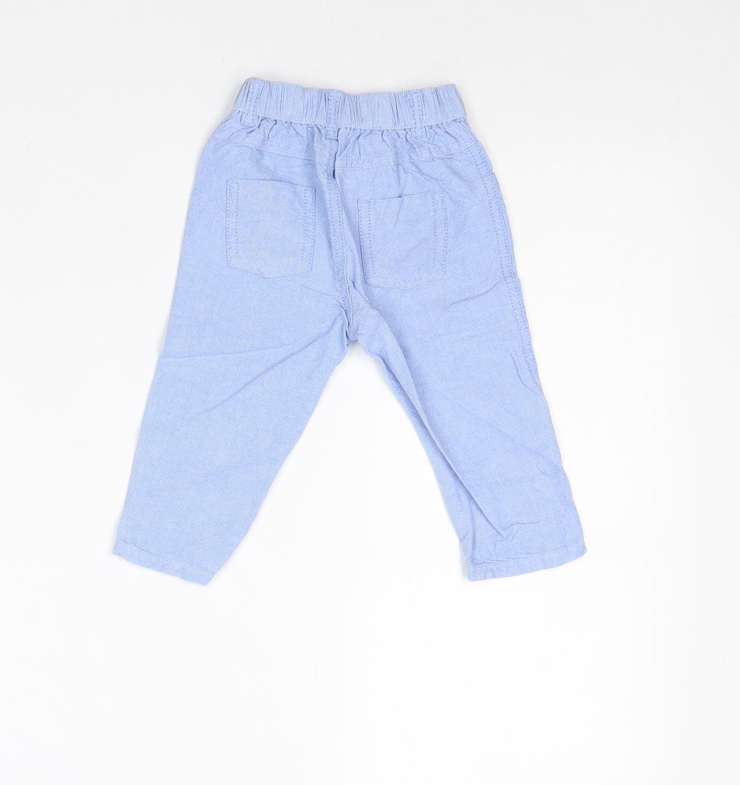 George Boys Blue 100% Cotton Capri Trousers Size 6-9 Months Button