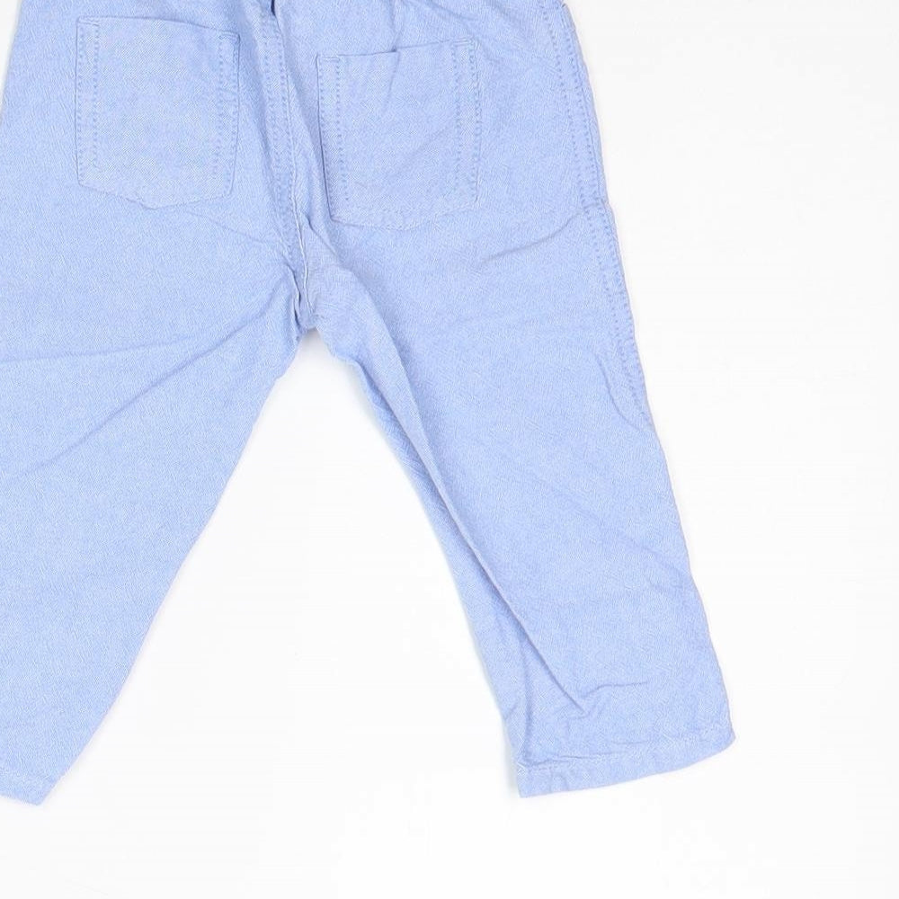 George Boys Blue 100% Cotton Capri Trousers Size 6-9 Months Button