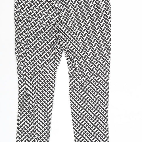 Dorothy Perkins Womens Black Geometric Viscose Trousers Size 6 Regular Zip