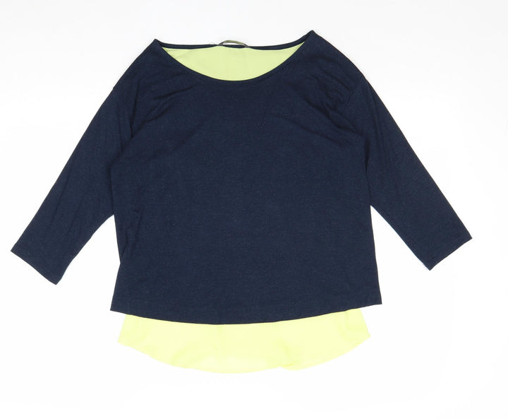 Marks and Spencer Womens Blue Viscose Basic Blouse Size 8 Boat Neck - Layered
