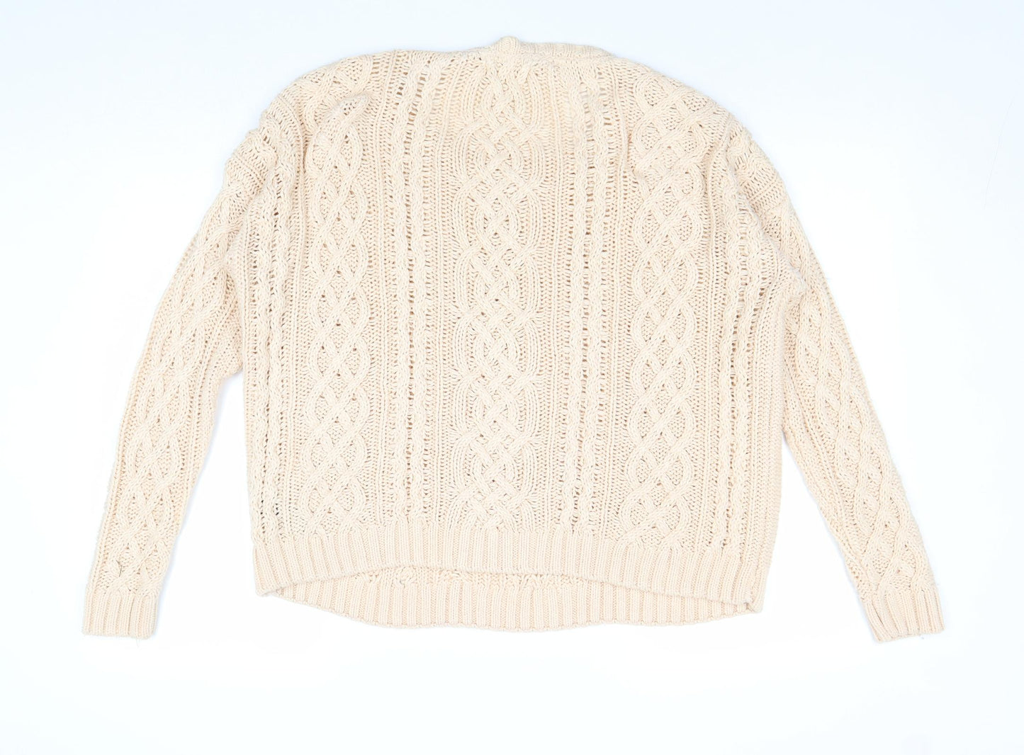 Debenhams Womens Beige Round Neck Acrylic Pullover Jumper Size 14