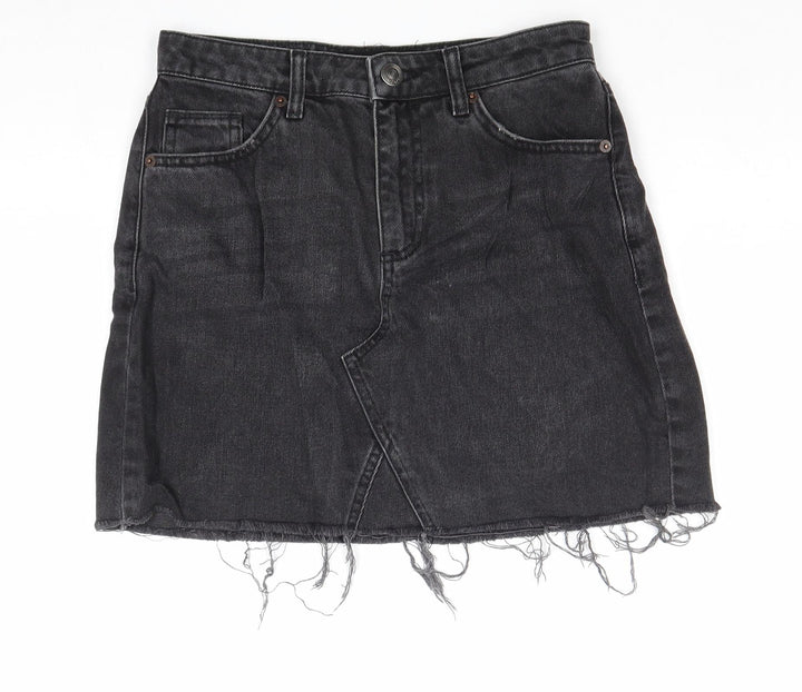 BDG Womens Black Cotton A-Line Skirt Size S Zip