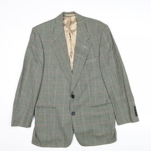 HUGO BOSS Mens Grey Geometric Wool Jacket Blazer Size 42 Regular