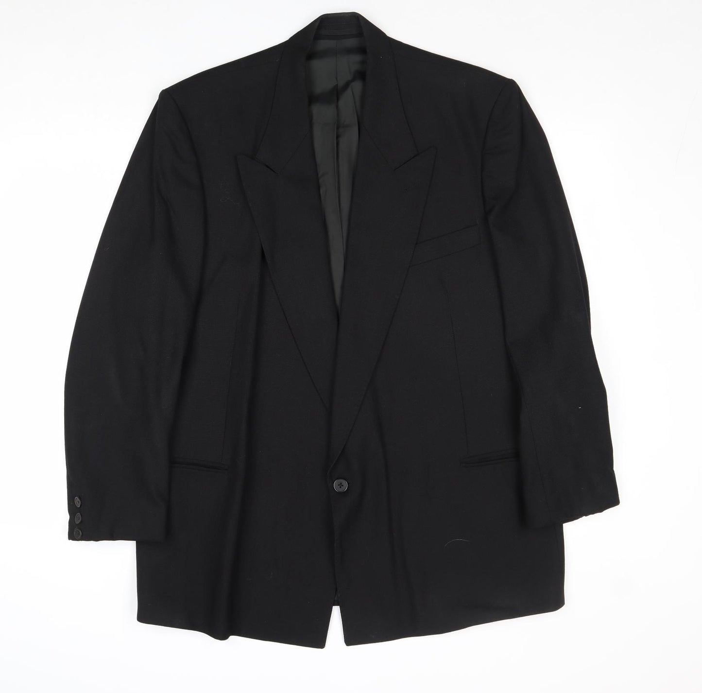 BHS Mens Black Polyester Jacket Blazer Size 42 Regular