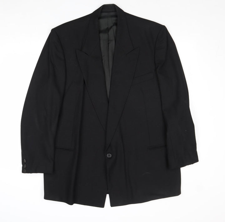 BHS Mens Black Polyester Jacket Blazer Size 42 Regular