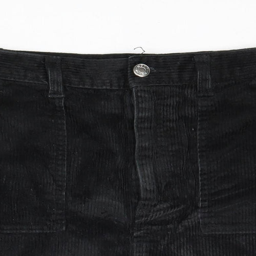 Monki Womens Black Cotton A-Line Skirt Size 10 Zip