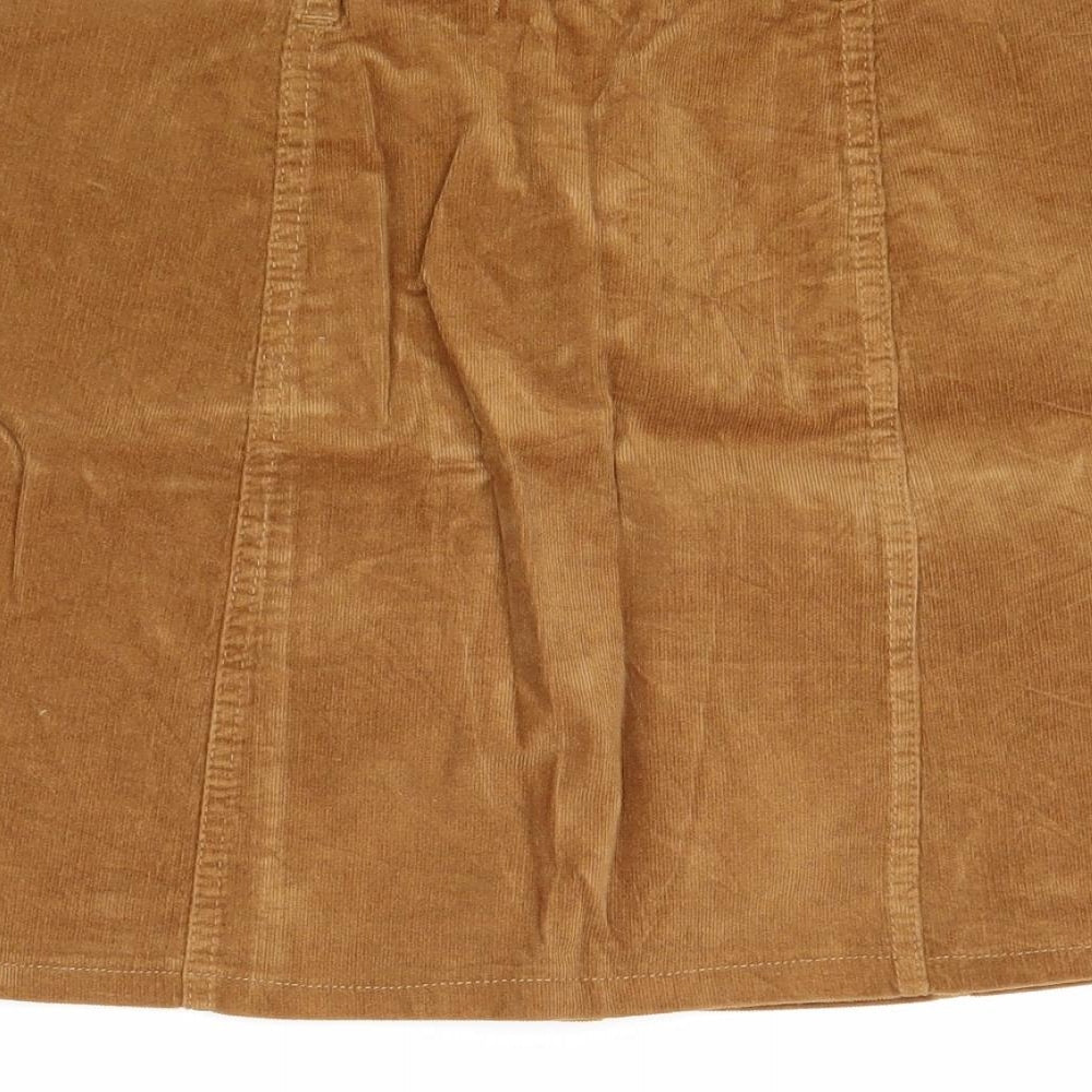FOREVER 21 Womens Beige Cotton A-Line Skirt Size M Button