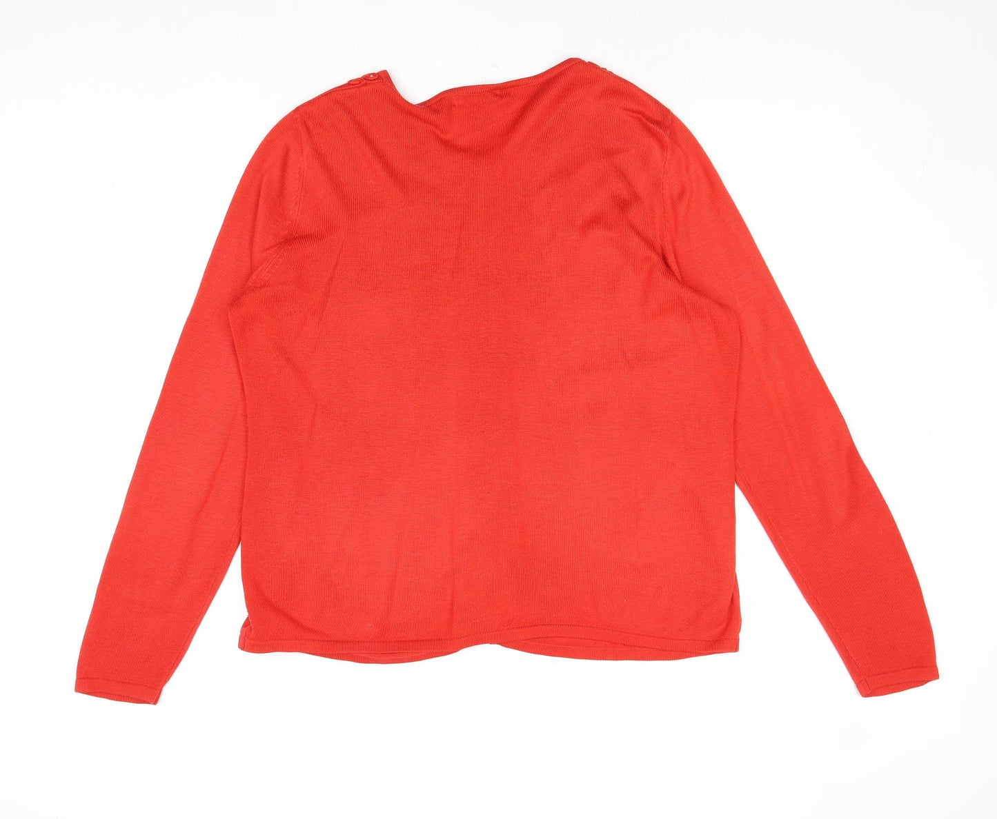 Bonmarché Womens Red Round Neck Acrylic Cardigan Jumper Size M