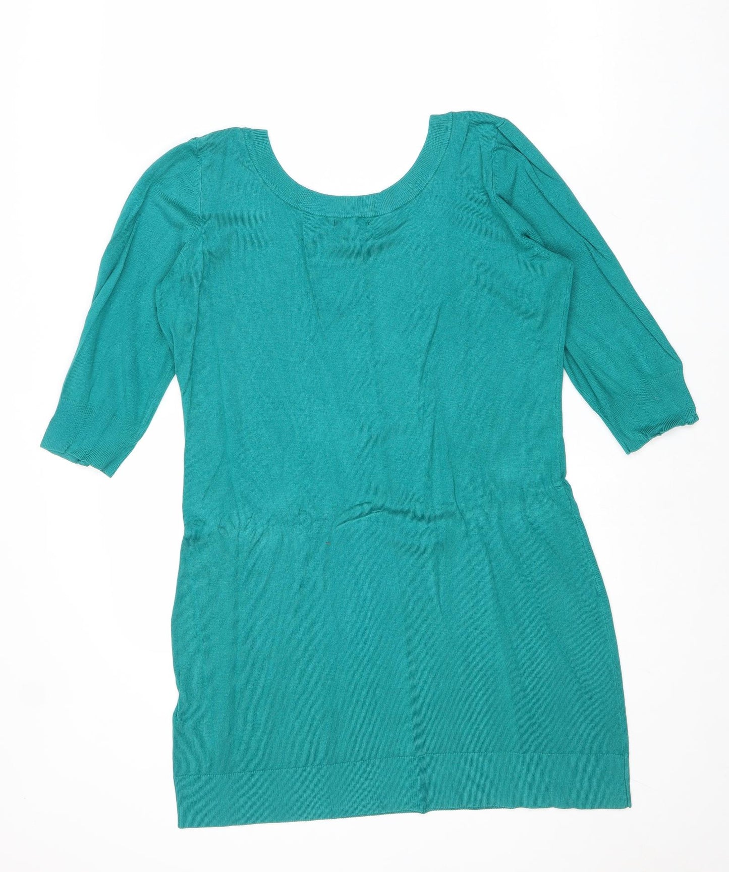 H&M Womens Green Round Neck Viscose Tunic Jumper Size M