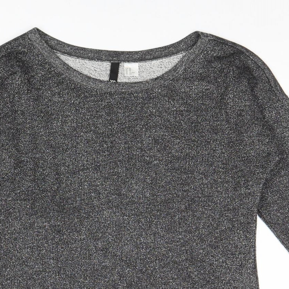 Divided by H&M Womens Black Round Neck Polyester Pullover Jumper Size XS
