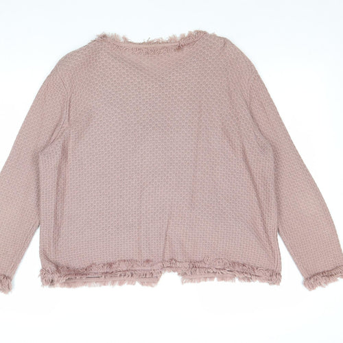 Corteifle Womens Pink Round Neck Acrylic Cardigan Jumper Size XL