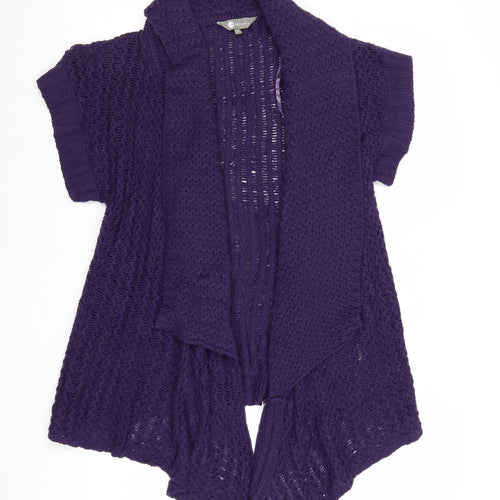 Mia Moda Womens Purple Collared Acrylic Cardigan Jumper Size M