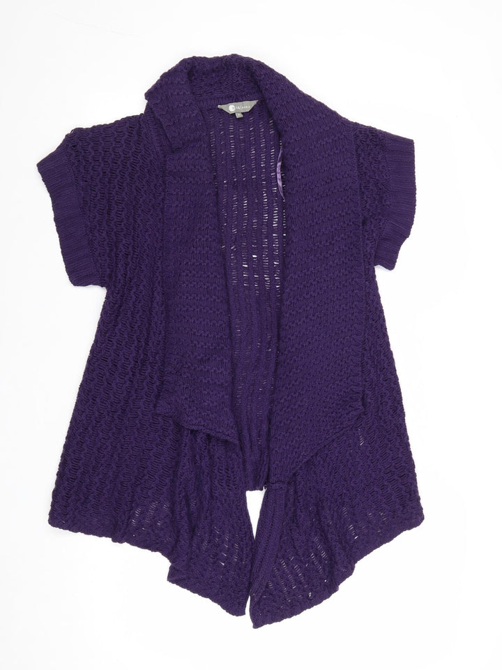 Mia Moda Womens Purple Collared Acrylic Cardigan Jumper Size M