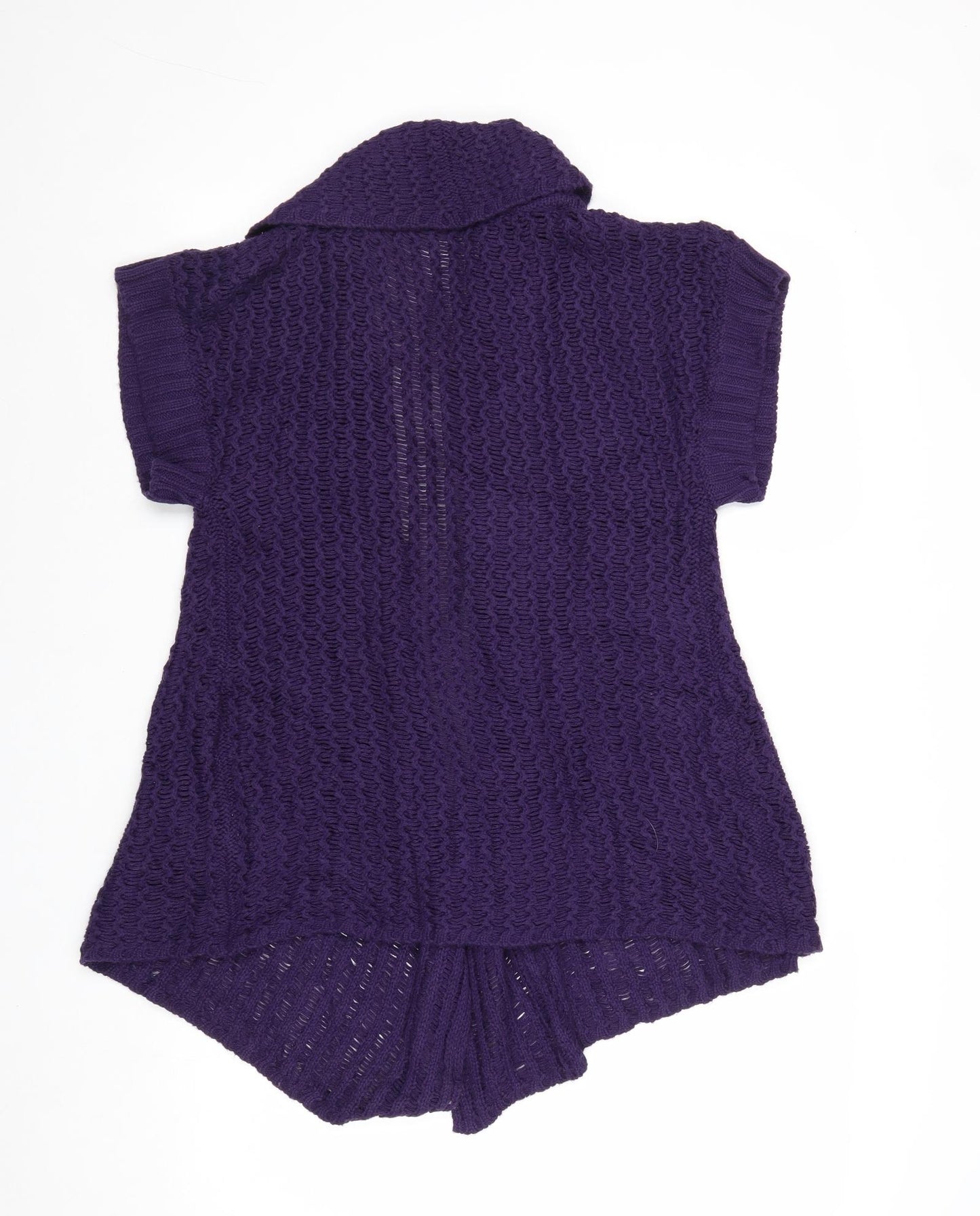 Mia Moda Womens Purple Collared Acrylic Cardigan Jumper Size M