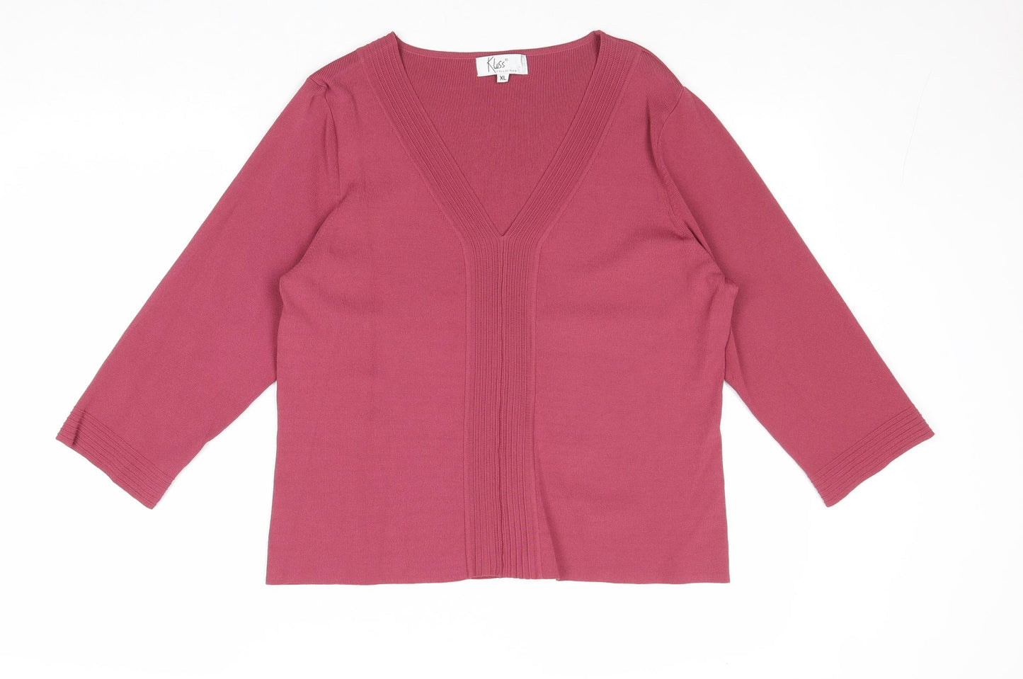 Klass Womens Purple V-Neck Viscose Pullover Jumper Size XL